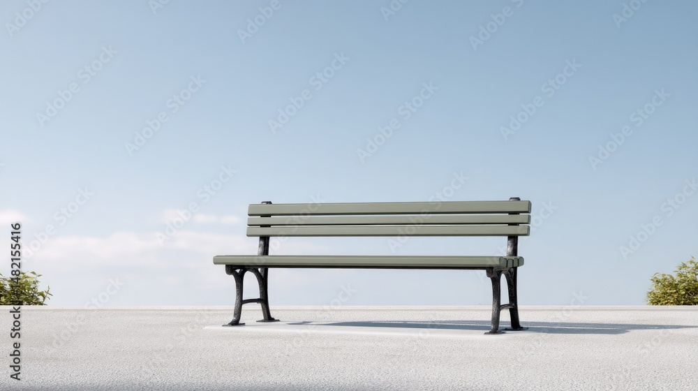 Poster minimalistic city park bench with ample copy space isolated on clean background ideal for showcasing