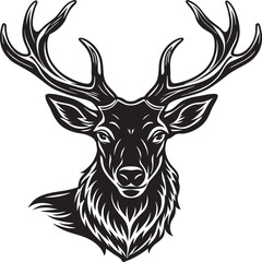A Minimalist Deer Head Outline and wild Animal Silhouette Art Design are perfect for logo design, t-shirts, hunting themes, and rustic wall art.
