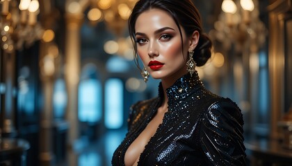 Elegant Woman in Luxurious Attire