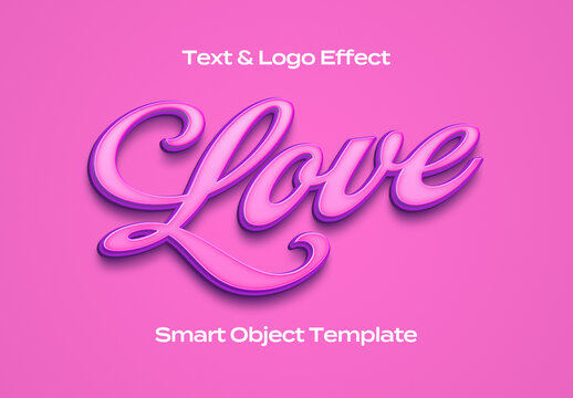 Love Feminine Pink Red Text Logo Style Effect Mockup Logotype Template Shape