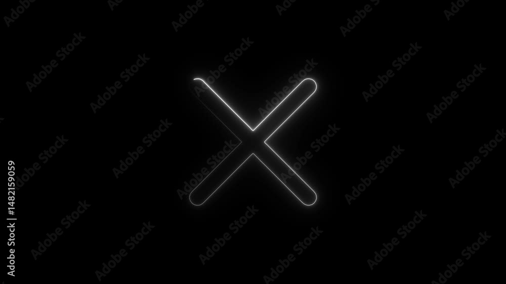 Poster animated glowing cross symbol against black background for web design concepts
