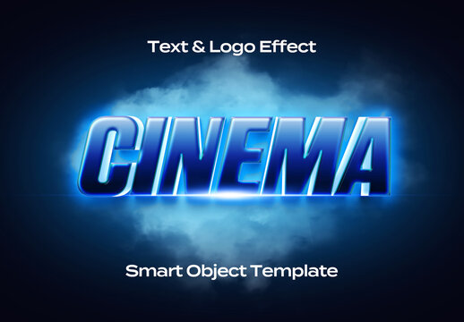 Cinematic Cinema Movie Text Logo Style Effect Mockup Logotype Template Shape