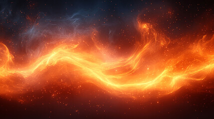 Abstract fiery energy flow with smoke and sparks.
