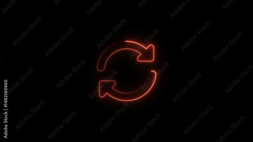 Poster glowing neon refresh icon loop animation against black background representing reloading process mod