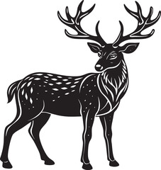A Minimalist Deer Head Outline and wild Animal Silhouette Art Design are perfect for logo design, t-shirts, hunting themes, and rustic wall art.