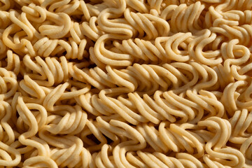 Instant noodles texture background, dry ramen noodle macro pattern, detailed korea vermicelli
