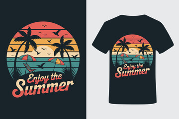 Summer Enjoy  Typography T Shirt Design Vector Illustration