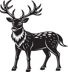 A Minimalist Deer Head Outline and wild Animal Silhouette Art Design are perfect for logo design, t-shirts, hunting themes, and rustic wall art.