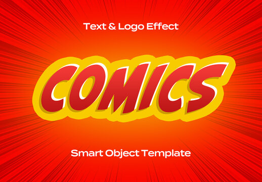 Comics Cartoons Kids Text Logo Style Effect Mockup Logotype Template Shape