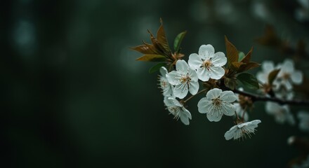 Photo White Flowers on Dark Background Bloom