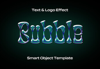 Bubble Glass Text Logo Style Effect Mockup Logotype Template Shape