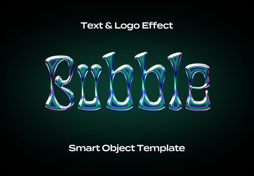 Bubble Glass Text Logo Style Effect Mockup Logotype Template Shape