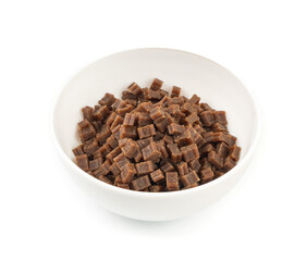 Mini bone-shaped pet food, small dogs crunchy treats, flavored brown dry kibble, canine food