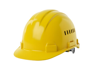 Yellow safety hard hat isolated on transparent background Generative Ai.
