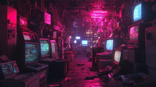 Retro Cyberpunk Server Room