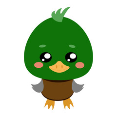 Cute Duckling Clipart. Kawaii Baby Mallard.