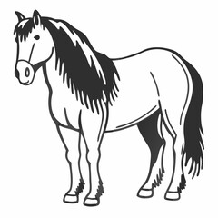 Fototapeta premium Horse Mammal Icon in Elegant Outline Animal Drawing
