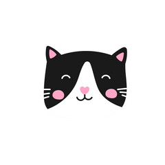 Kawaii cartoon cat vector. Great for childrens decor, mobile apps, and emoji-style graphics