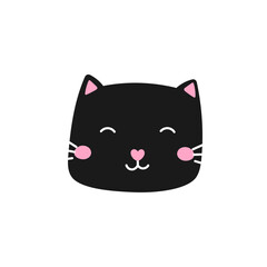 Kawaii cartoon cat vector. Great for childrens decor, mobile apps, and emoji-style graphics