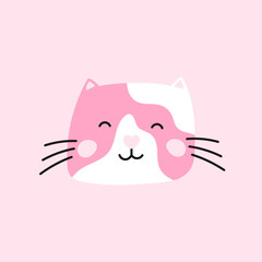 Kawaii cartoon cat vector. Great for childrens decor, mobile apps, and emoji-style graphics