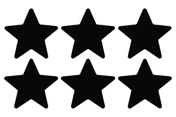 Obraz premium Five star rating icon silhouette isolated white background Vector illustration