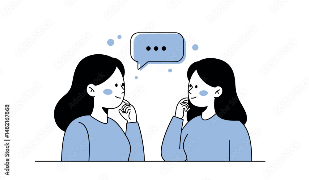 Poster conversation between two people with speech bubble for communication design