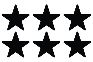 Five star rating icon silhouette isolated white background Vector illustration
