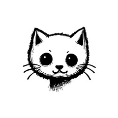 Whimsical feline portrait: a minimalist drawing brimming with joyful charm