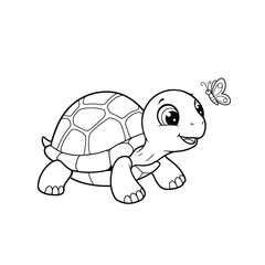 Cute Cartoon Tortoise Coloring Page