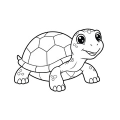 Cute Cartoon Tortoise Coloring Page