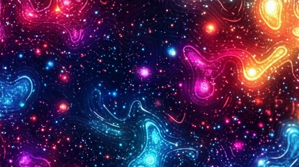 Obraz premium Cosmic Symphony: Vibrant Nebula and Starfield in a Swirling Universe