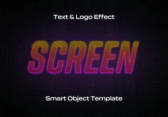 Screen Monitor TV VHS Display Text Logo Style Effect Mockup Logotype Template Shape