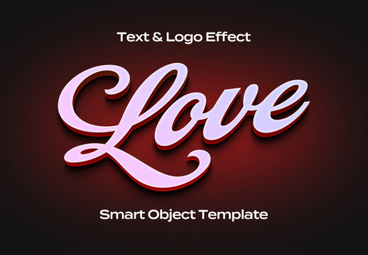 Love Feminine Pink Red Text Logo Style Effect Mockup Logotype Template Shape