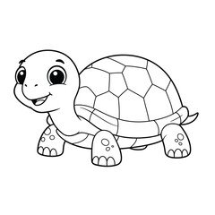 Cute Cartoon Tortoise Coloring Page