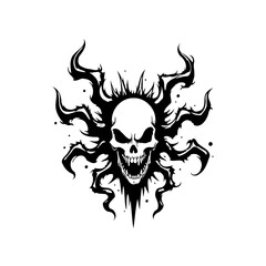 Abstract skull with twisted tendrils evoking macabre elegance and mystifying symbolism