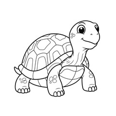 Cute Cartoon Tortoise Coloring Page
