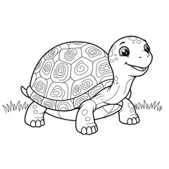 Cute Cartoon Tortoise Coloring Page