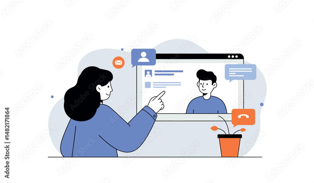 Poster virtual communication with video call and online interaction