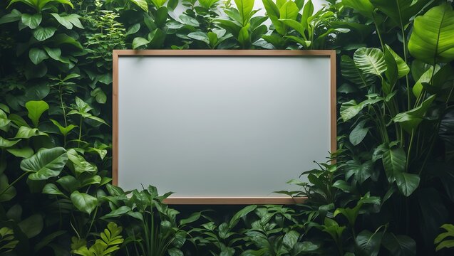 Modern Business Background Green Plant Mockup Template for Technology Trends