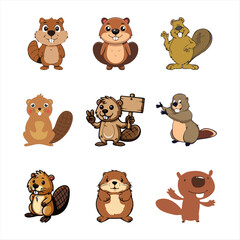 Standing Beaver Color Vectors