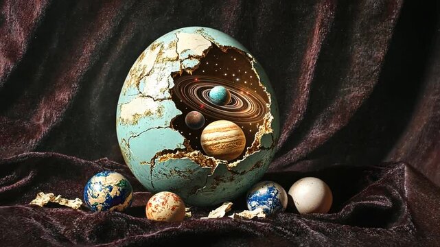 Newborn bird hatching from egg close up of soft colors and textures