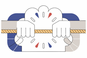 Abstract vector showing symbolic hands pulling chariot rope during Rath Yatra to represent collective devotion, faith, and spiritual strength in Indian tradition