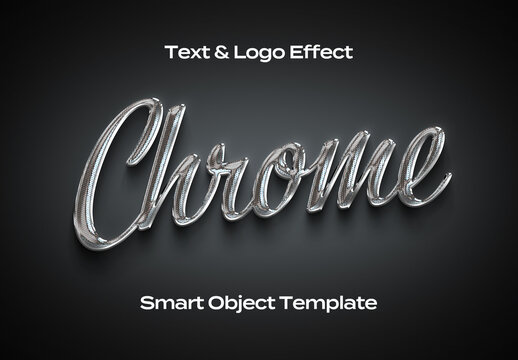 Chrome Transparent Black Text Logo Style Effect Mockup Logotype Template Shape