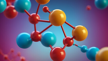 Obraz premium 3d render of molecule, molecule of chemistry, background with molecules, 3d illustration of molecule model. Science background wit molecules.