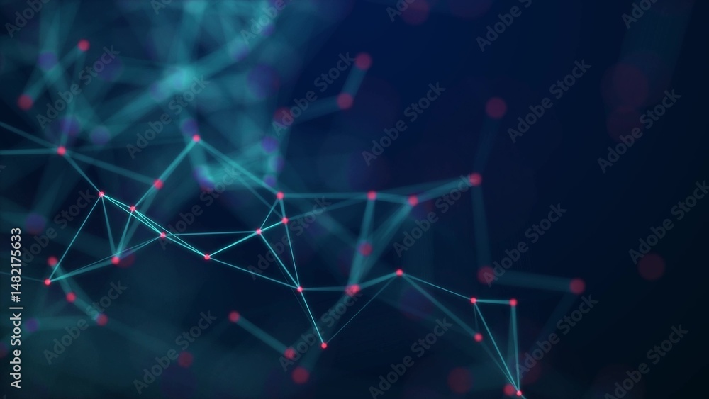 Aufkleber Abstract digital connection dots and lines. Technology background. Network connection structure. Plexus effect. 3d	