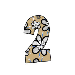 Decorative Number Two with Floral Design