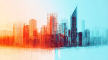 Futuristic megacity skyline at sunset urban architecture gigapixel quality digital landscape view