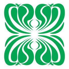Symmetrical Floral Design with Stylized Green Pattern