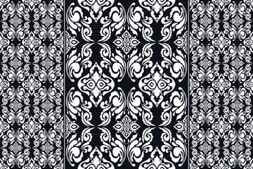 Ethnic abstract,combining tribal, indigenous and Mexican embroidery with Aztec geometric motifs, ikat fabric artwork with seamless patterns.