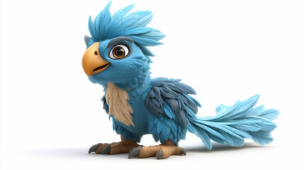Cute blue parrot character